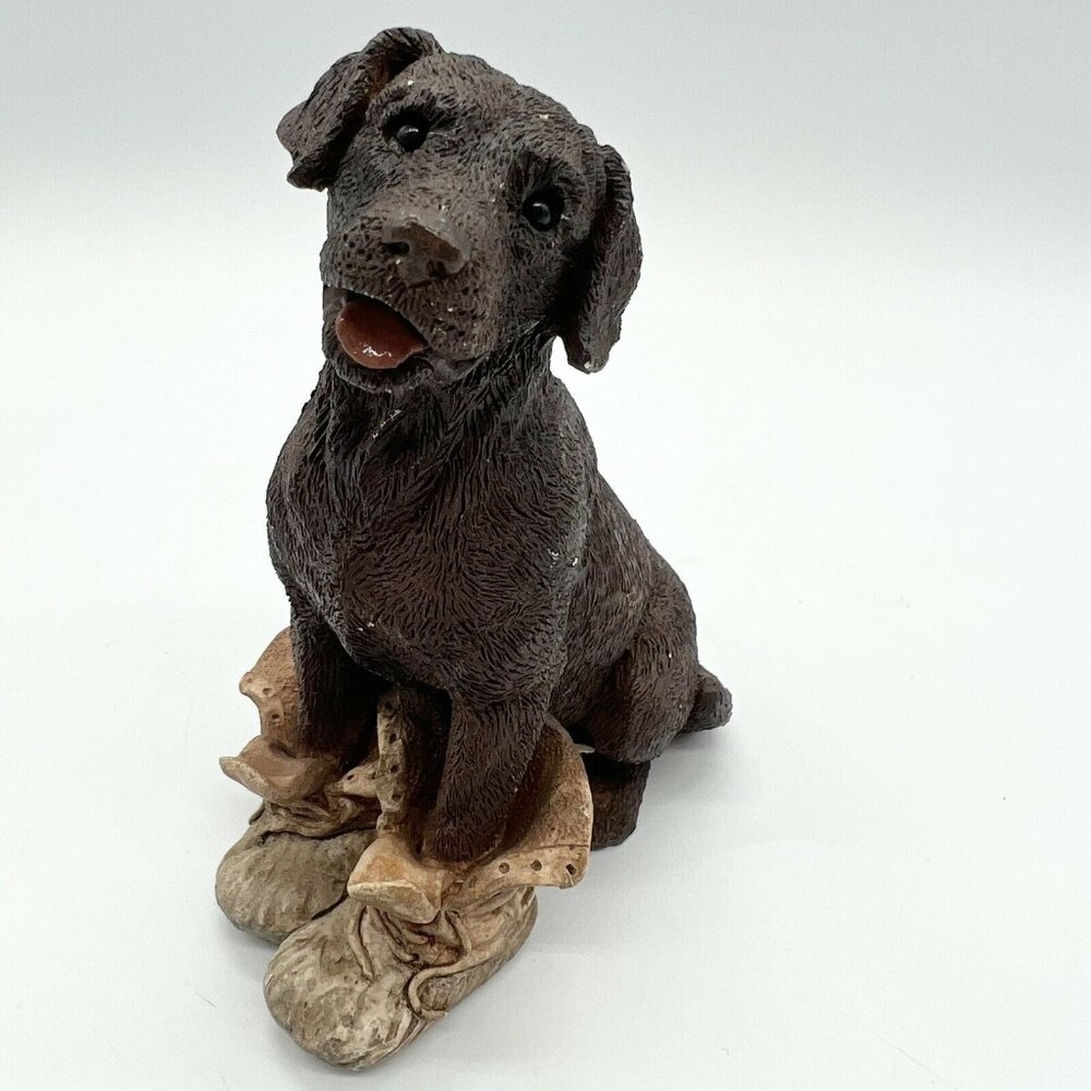 Don James Stone Critters Brown Chocolate Lab Dog Boots Figurine